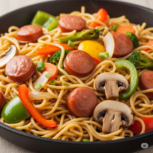 Sausage & Veggie Stir Fry Noodles